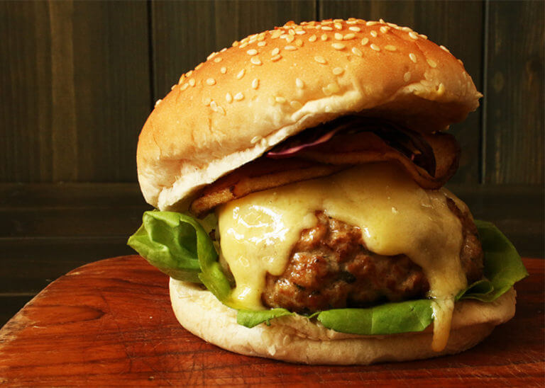 Pork and Apple Cheddar Cheeseburger